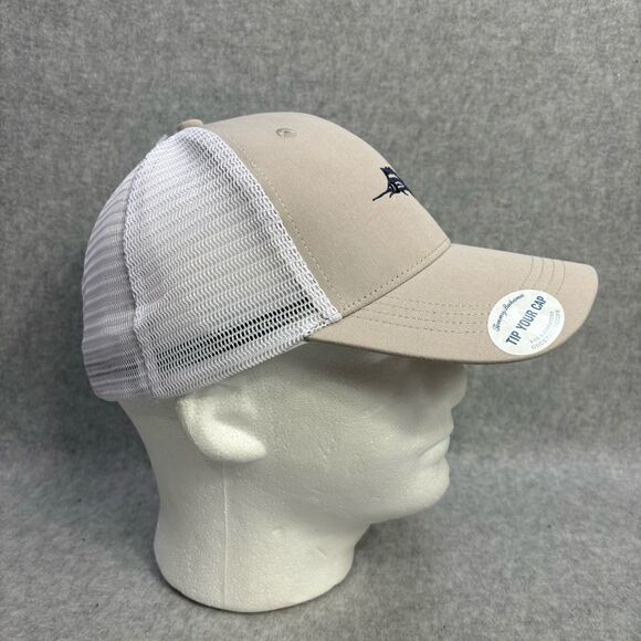 Tommy Bahama Hat Tip Your Cap Baseball Trucker Hat Adjustable White & Tan New - Picture 4 of 5